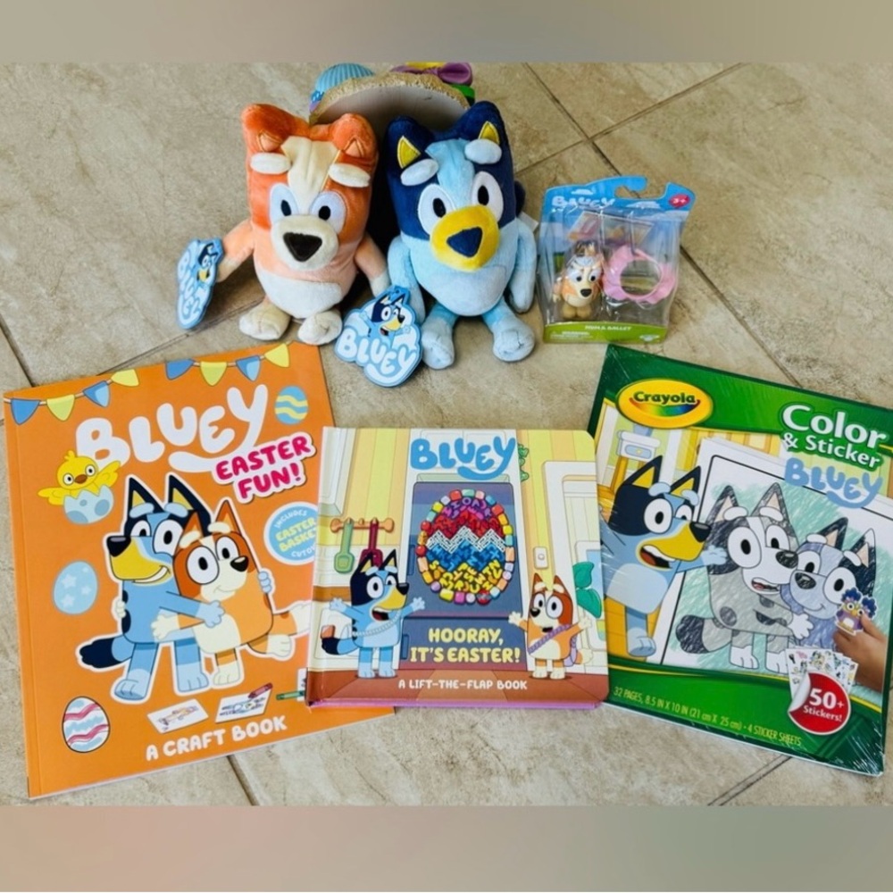 Bluey Easter Bundle-Bluey & Bingo Duo Stuffed Animals, Mum Figured, & Books - Picture 2 of 12